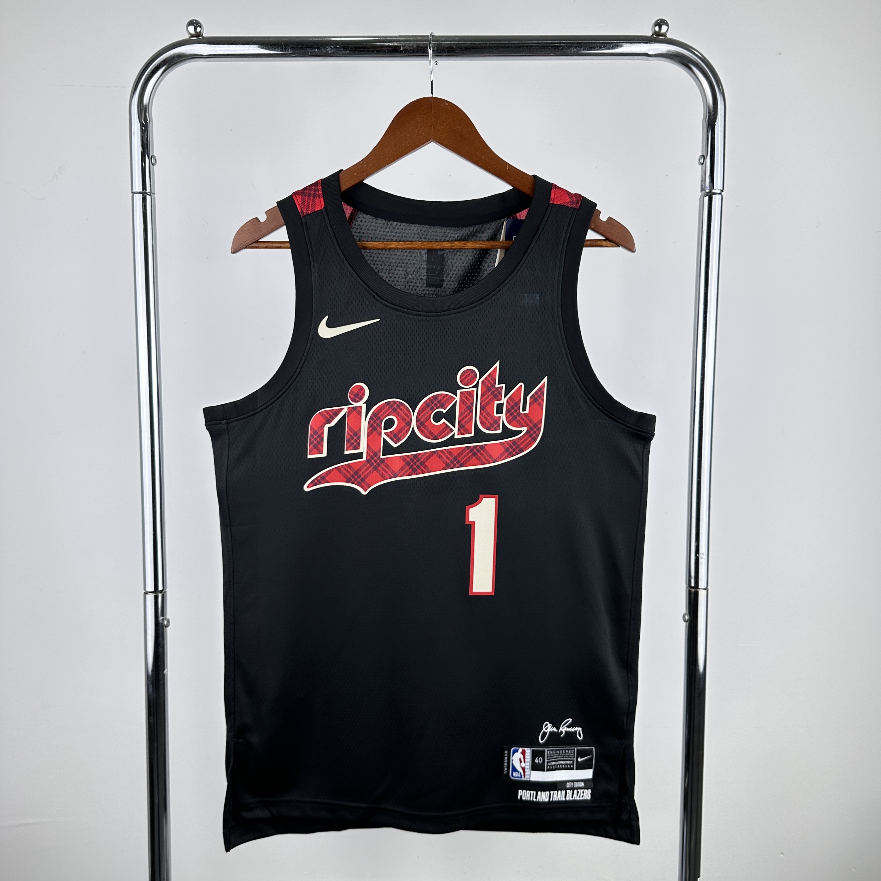 Men Portland Trail Blazers #1 Simmons Black City Edition Nike 2024 NBA Jersey->san antonio spurs->NBA Jersey